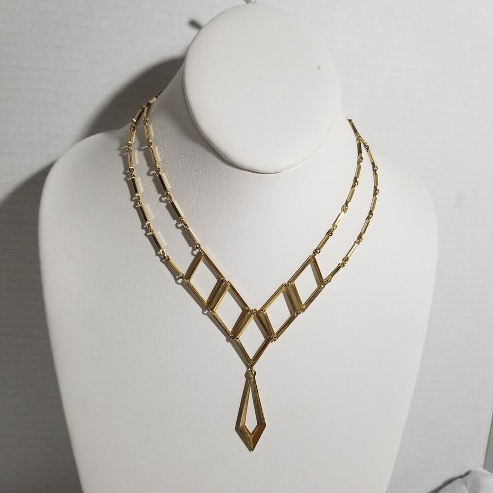 Vintage Sarah Coventry geometric 16" necklace 2" ex. 1.1763